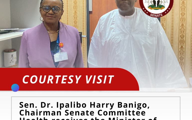 Minister of Health, Prof. Muhammad Ali Pate at a courtesy visit with Senator Ipalibo Harry Banigo