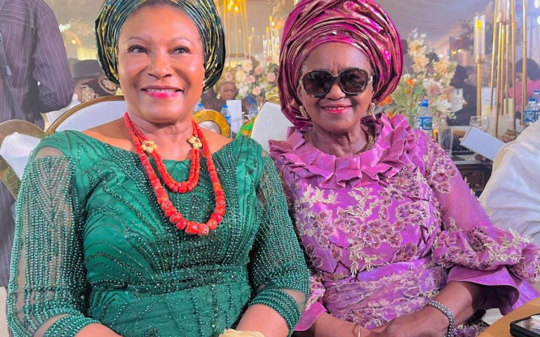 Senator Banigo with Guests at a Wedding Ceremony.